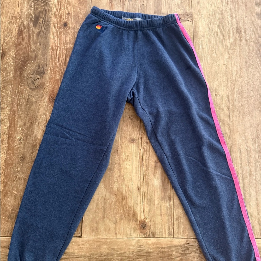 Aviator Nation Size Small Navy Blue Jogger with Pink Side Stripe